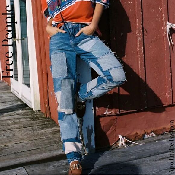 FREE PEOPLE BARE WITH ME JEANS DENIM NWT MID-RISE STRAIGHT LEG - Picture 4 of 12